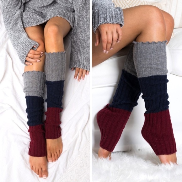 Two Elevens Boutique Accessories - Navy Mix Color Block Leg Warmers